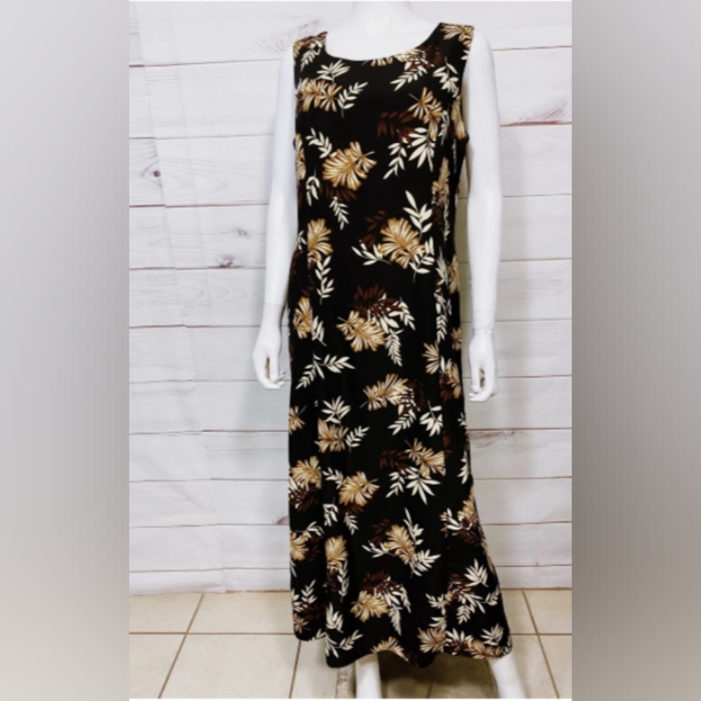 Studio I Black and Brown Floral Maxi Dress